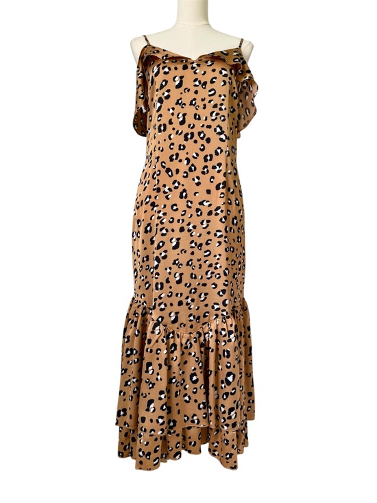 Never Fully Dressed Dresses & Skirts - NEVER FULLY DRESSED | Leopard Print Cold Shoulder Ruffle Hem Midi Dress Sz 10